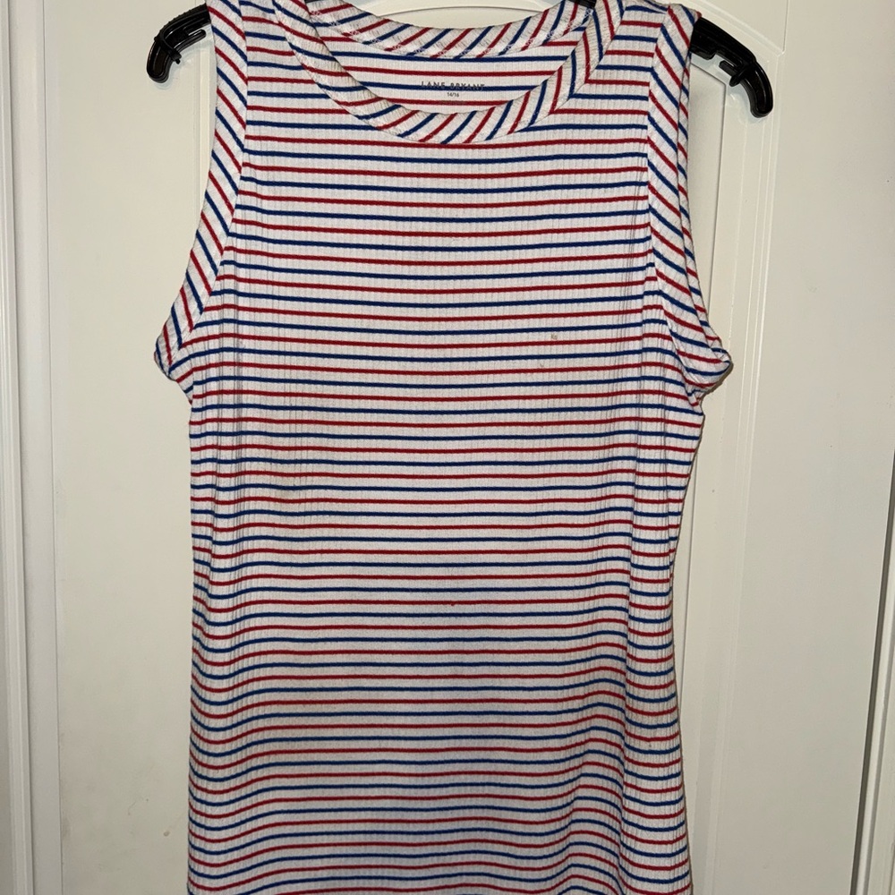 Lane Bryant Striped Tank Top - Red, Blue, White